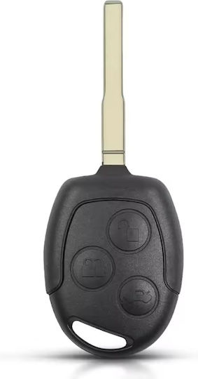 Techstar Car Key Case Compatible Ford Focus Mondeo Fiesta Transit 3 Buttons Hu101 Blade Black – Without Electronics
