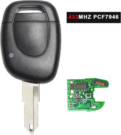 Cheie Auto Completă Telecomandă Techstar Compatibilă Renault Clio II Kangoo Twingo Maestru 1 Buton 433 Mhz Pcf7946 Id46 Ne72 Lamă