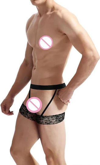 Lenjerie Sexy Bărbați Centură Erotic Tip Jartieră Curele Elastice Dantelă Neagră Pe Coapse O Mărime Material Poliester Negru