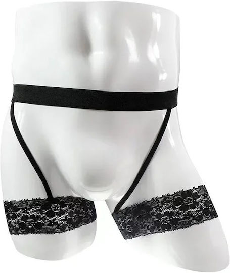 Lenjerie Sexy Bărbați Centură Erotic Tip Jartieră Curele Elastice Dantelă Neagră Pe Coapse O Mărime Material Poliester Negru