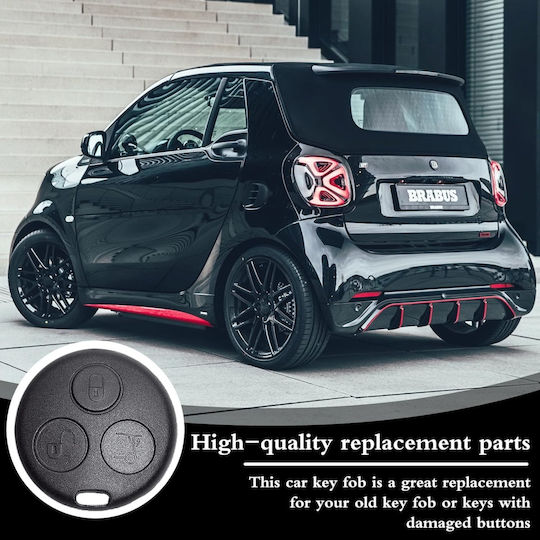 Techstar Remote Key Case Compatible Smart Fortwo 450 City-coupe Cabrio Roadster Forfour 3 Buttons Black