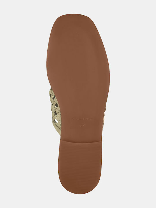 Flat Leather Mules Off White