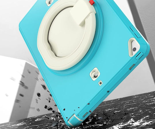 Ipad 9 8 7 10.2” Rugged Case Rotating Stand Turquoise