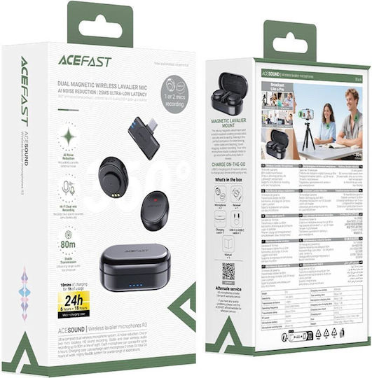 Acefast Acefast Drahtloses Mikrofon Set Peto Clip-On Für Kamera