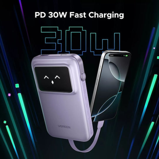 Ugreen Uno Power Bank 10000mAh 30W με Θύρα USB-A και Θύρα USB-C Power Delivery Μωβ