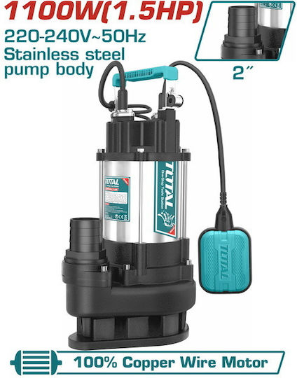 Total TWP7110016 Single-phase Pump Waste Water / Sewage 1.5hp Inox TWP7110016