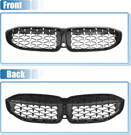 Quarkzman Grill Covers Bmw 3 G20 G21 2019-2023 Chrome Silver Front Grille