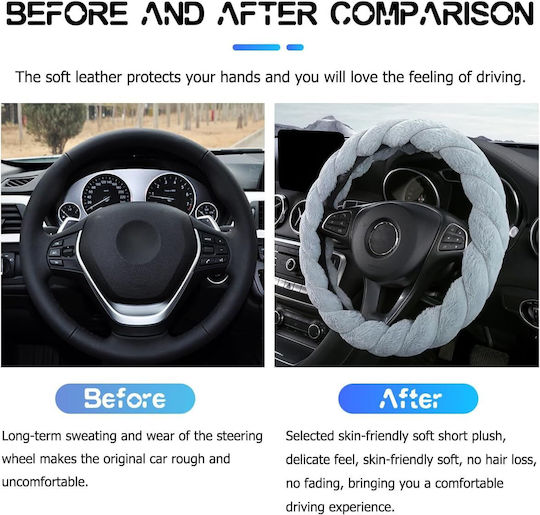 Κάλυμμα Τιμονιού Αυτοκινήτου Plush Συνθετικό Μπλε