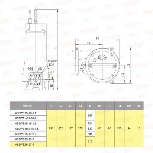 Leo Group 65SWE25-28-4.0 Trifazică Pompă Ape reziduale / canalizare 5.5hp 04117