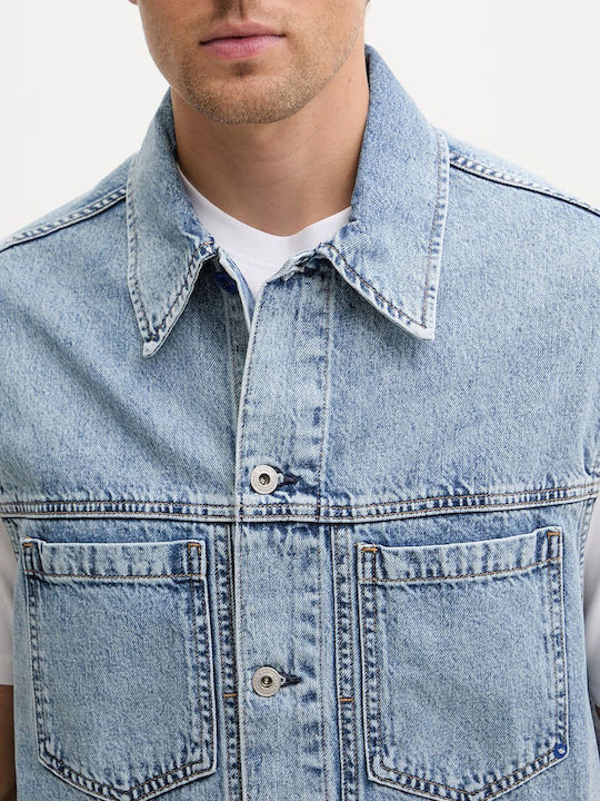 Sleeveless Denim Jacket Light Blue