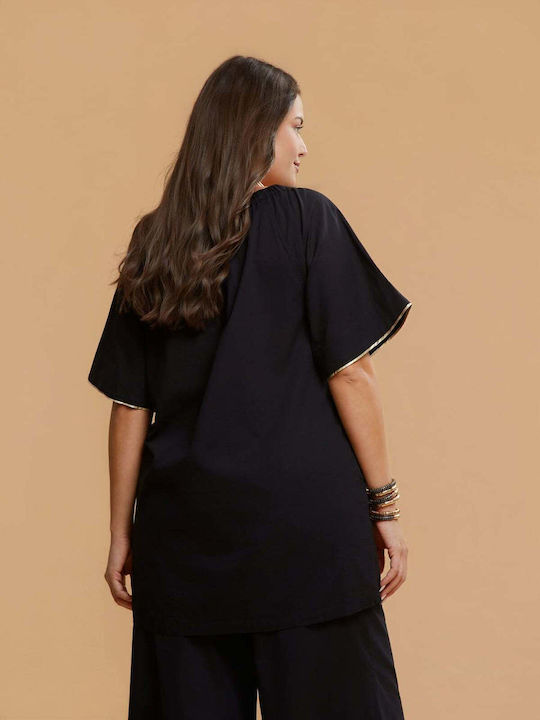 Cotton Tunic Off-Shoulder 8501.7198.R.NETTO Black