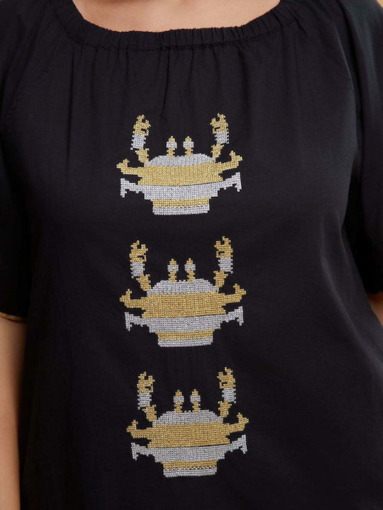 Cotton Tunic Off-Shoulder 8501.7198.R.NETTO Black