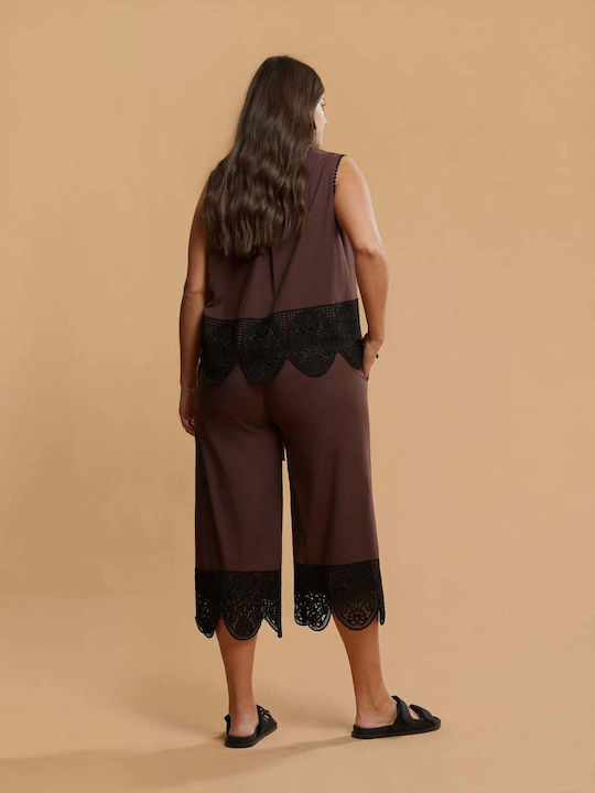 Women's Pantaloons in Relaxed Fit Brown 8501.2090.R.NETTO-brown