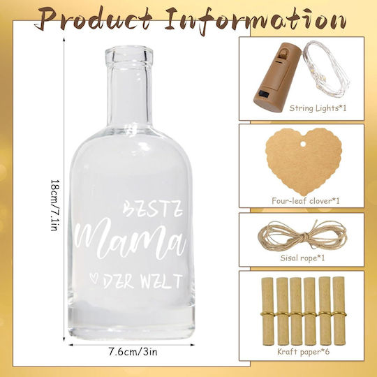 Prezent Dekoratives Tischlicht LED Flasche 2x3cm