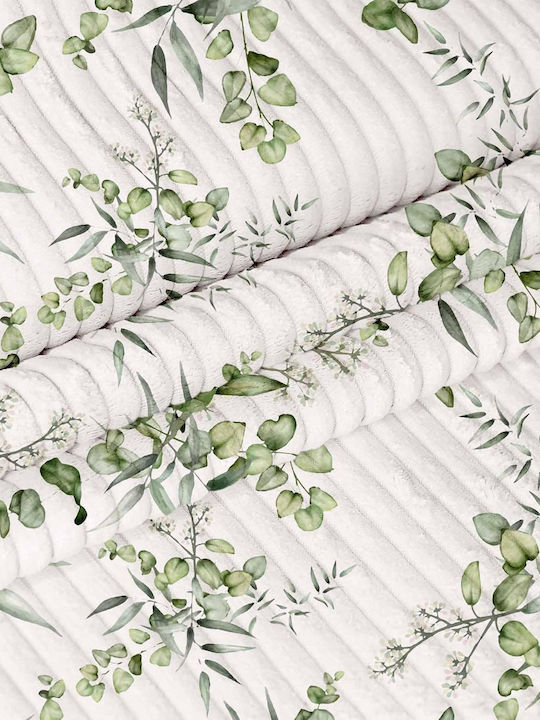 Decorative White Corduroy Fabric Leaves 1m X 140cm Interiors