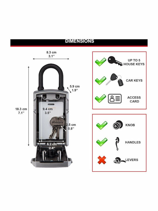 Master Lock Access Smart Kombinationsschloss mit Hufeisen Metallisch und Tastatur 18x8x6cm