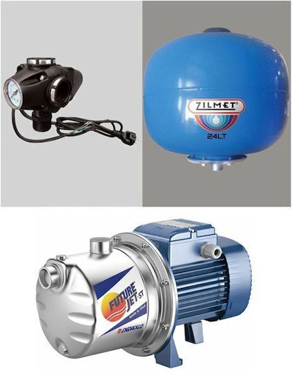 Zilmet 303090 Μονοφασικό Πιεστικό Συγκρότημα Νερού με Δοχείο 24 Λίτρων 1hp