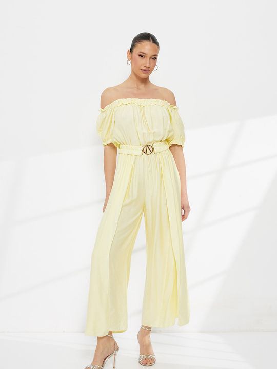 Damenteilose Off-Shoulder Gelbe Jumpsuit