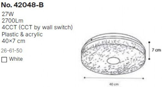 Inlight Ceiling Light 50cm White with Integrated LED