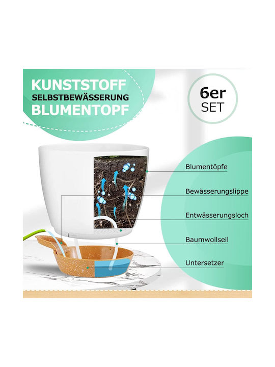 Kräuter Blumen Verschiedene Größen Set 6 Kunststoff Blumentöpfe Weiß