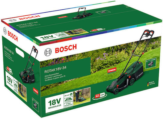 Bosch Rotak 18V-34 Μηχανή Γκαζόν Μπαταρίας 18V
