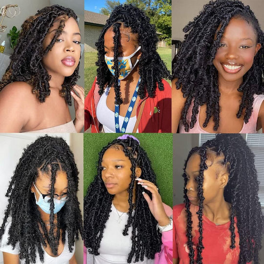 Synthetic Hair Extensions Butterfly Locs Crochet Braids 30cm 6 Pack