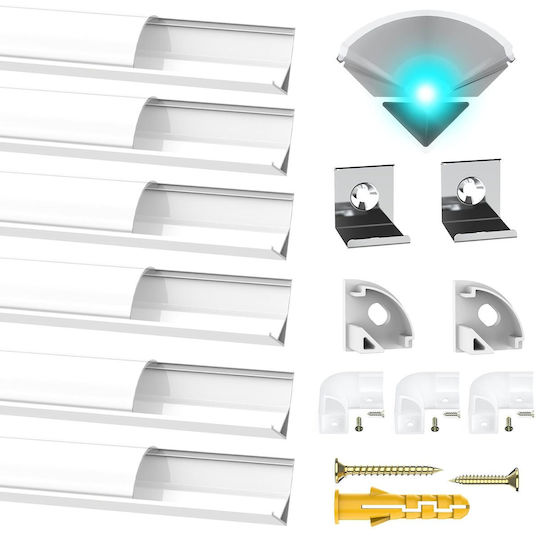 Chesbung Aluminiumprofil Für LED-Streifen Set 6 Stück 1 m U-Form Weiß