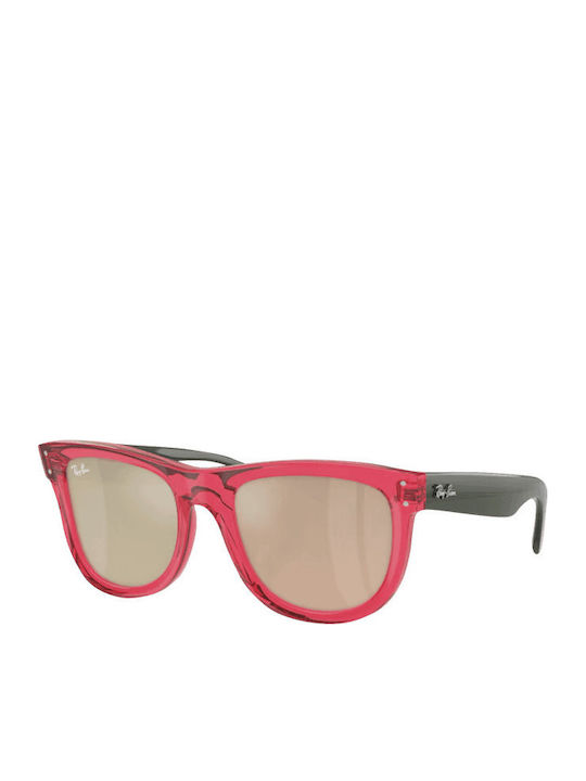 Ray Ban Unisex Γυαλιά Ηλίου με Κόκκινο Κοκκάλινο Σκελετό και Χρυσό Καθρέφτη Φακό