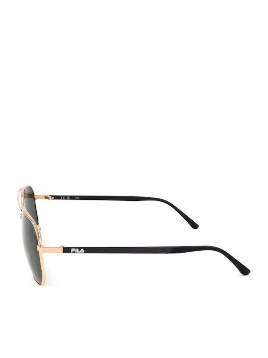 FILA Men's Sunglasses with Gold Metal Frame and Green Lens SFI300V 300P