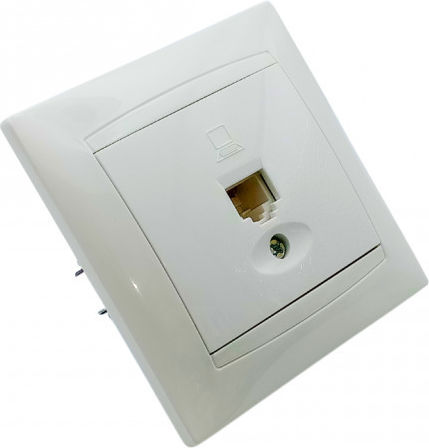 Jager Μονή Πρίζα Δικτύου RJ45 με Πλαίσιο Τύπου Cat6 71040XN