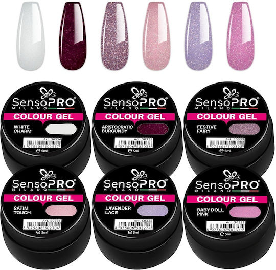 Set 6 Farbige Glam Sparkle UV-Gele SensoPro Milano
