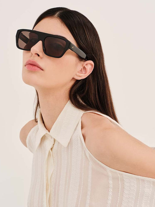 Zeus & Dione Unisex Sunglasses with Black Plastic Frame and Black Lens KASOS C1
