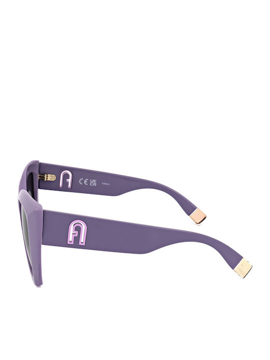 Furla Women's Sunglasses with Purple Plastic Frame and Gray Gradient Lens
