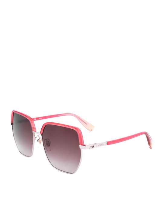 Furla Women's Sunglasses with Red Frame and Brown Gradient Lens SFU623 594Y