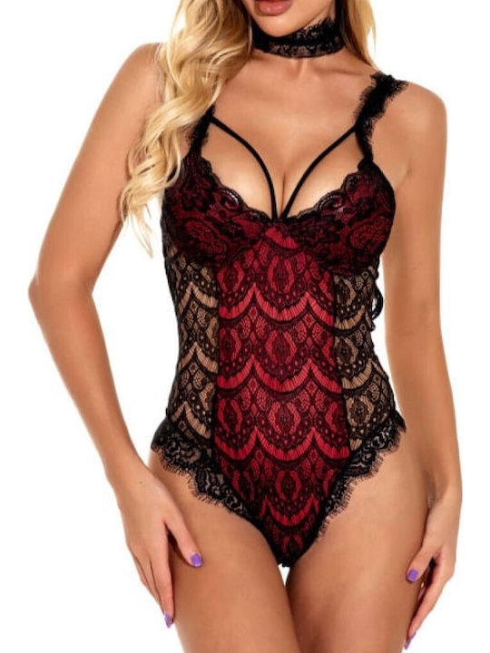 La Lolita Amsterdam Sexy Bodysuit with Lace Lace Bodysuit with Tulle in the Center & Slides on the Side Petrol