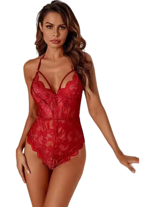 La Lolita Amsterdam Sexy Κορμάκι με Δαντέλα Κόκκινο