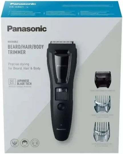 Panasonic Επαναφορτιζόμενη Κουρευτική Μηχανή Γκρι ER-GB61-K503