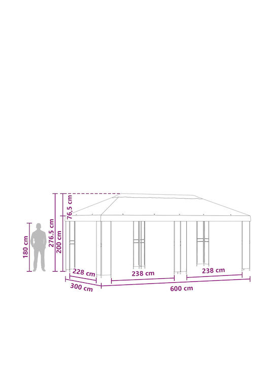 vidaXL Κιόσκι Κήπου Πράσινο 6x3m