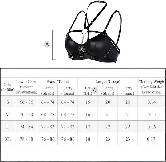Women's Sexy Erotic Lingerie Set Sexy Leather Chain Black S