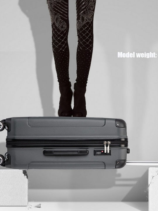 Miss Lulu Medium Hard Travel Suitcase Grey with 4 Wheels Height 66cm