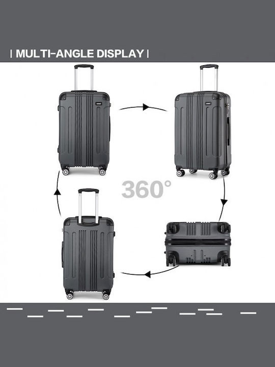 Miss Lulu Medium Hard Travel Suitcase Grey with 4 Wheels Height 66cm