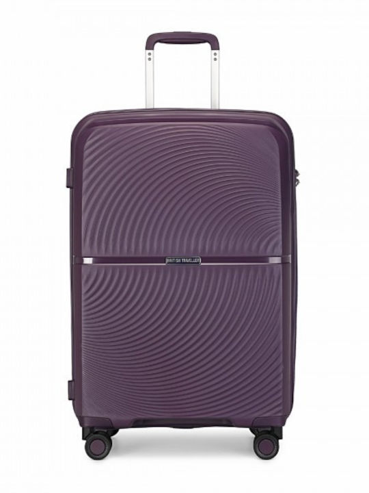 Miss Lulu British Traveller Medium Hard Suitcase Travel Purple with 4 Wheels Height 66cm