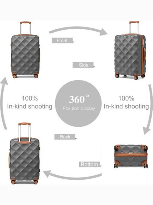 Miss Lulu British Traveller Mittlere Hartreisekoffer Grau und Braun mit 4 Rädern Höhe 66cm