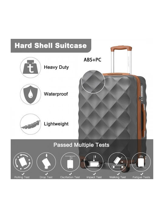 Miss Lulu British Traveller Mittlere Hartreisekoffer Grau und Braun mit 4 Rädern Höhe 66cm
