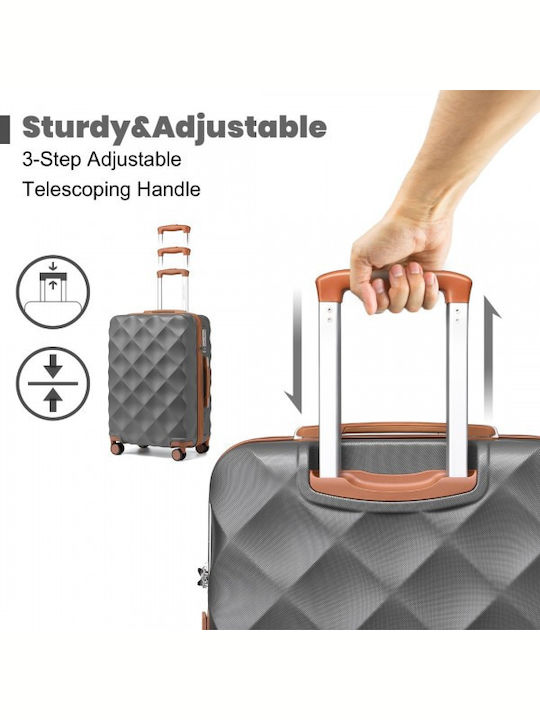 Miss Lulu British Traveller Mittlere Hartreisekoffer Grau und Braun mit 4 Rädern Höhe 66cm