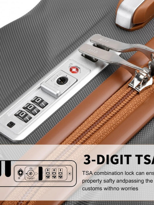 Miss Lulu British Traveller Mittlere Hartreisekoffer Grau und Braun mit 4 Rädern Höhe 66cm