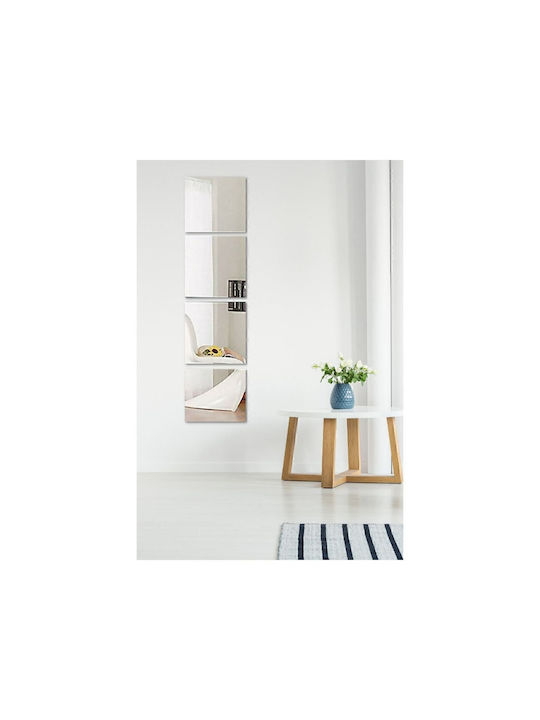 SteweHome Oglindă De Perete Cu Cadru Din Plastic Argintiu 20x20cm 4 Bucăți