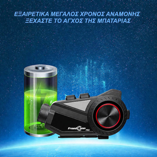 FreedConn R3 PRO V2 Μονή Ενδοεπικοινωνία για Κράνος Μηχανής με Bluetooth & Κάμερα