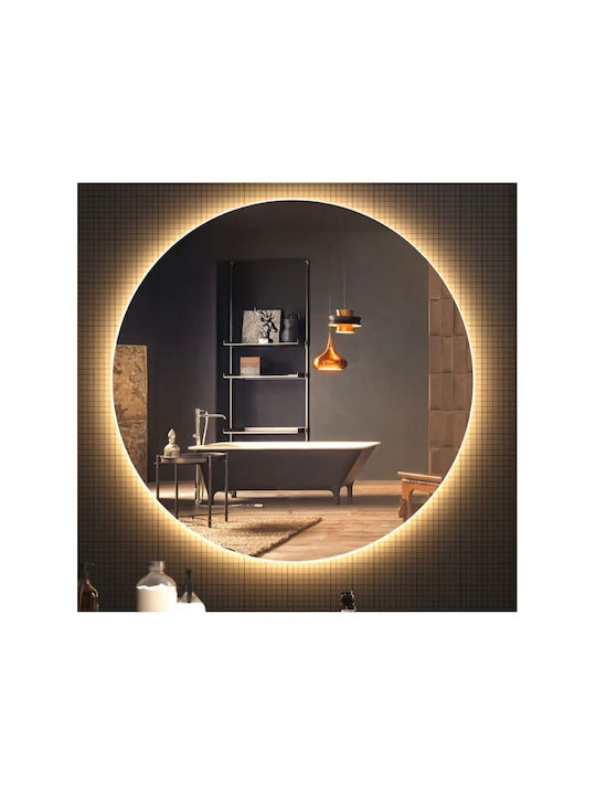SteweHome SteweHome Wandspiegel mit Orange Rahmen & LED Beleuchtung Durchmesser 60cm