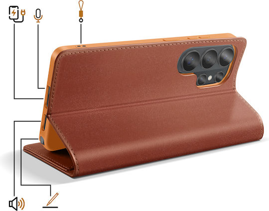 Dux Ducis Anti-rfid Wallet Case Galaxy S26 Ultra Qi Wireless Charging Compatible Brown